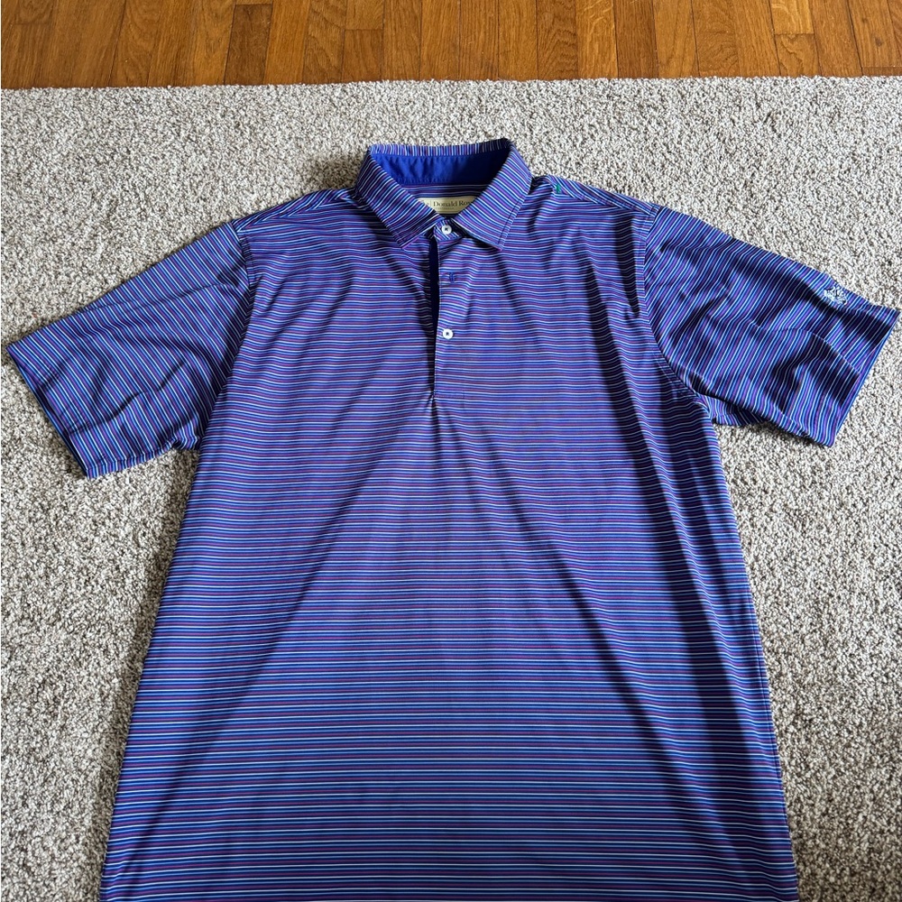 Men's Blue Striped Polo Shirt